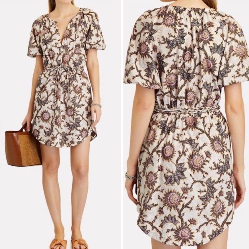 A.L.C. Floral Mini Dress in Cream and Purple